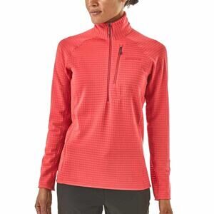 PATAGONIA 1/4 Zip Polartec R1 Long Sleeve Fleece Top Base Layer Tomato Red s